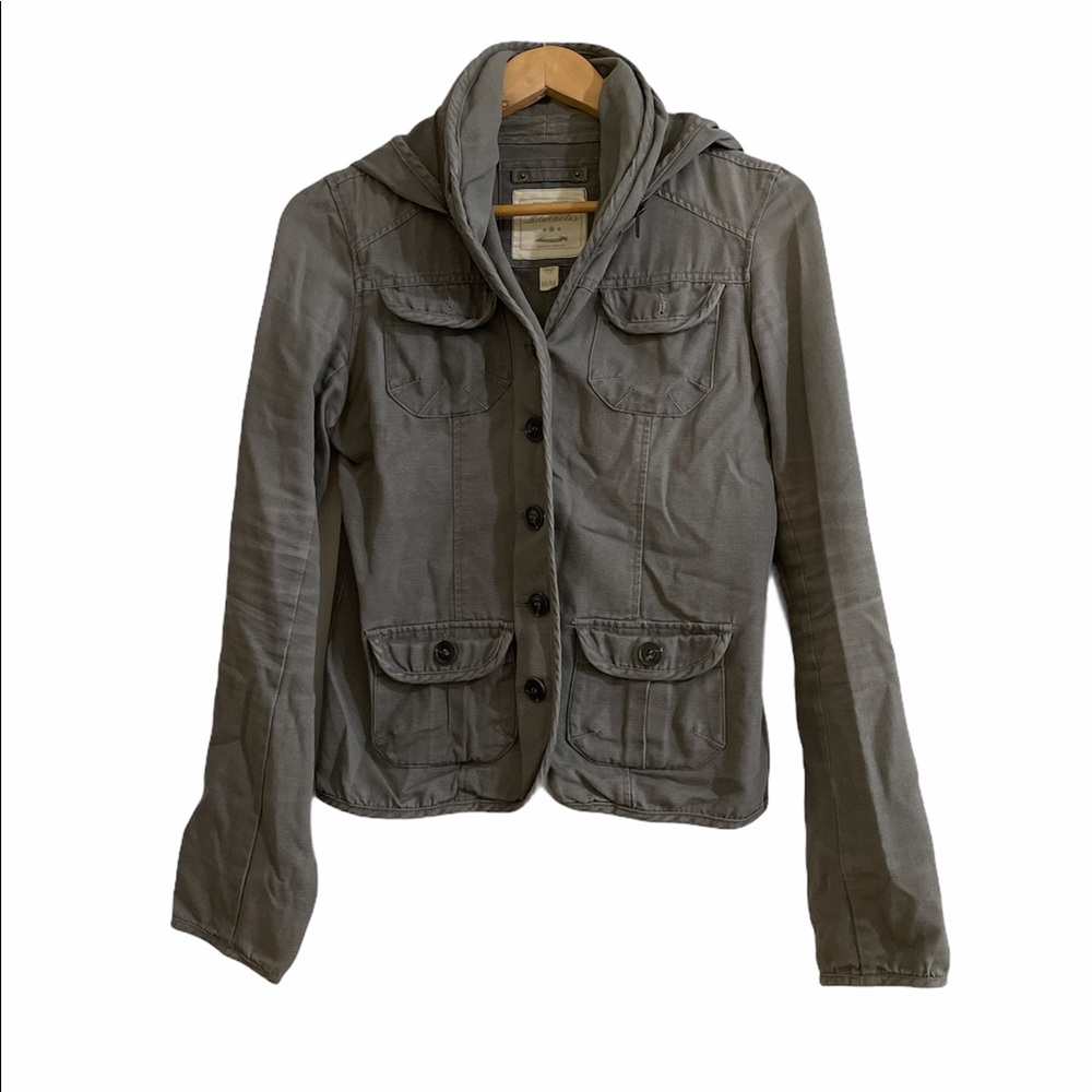 🪆Military style gray beige jacket (greige) with hoddie